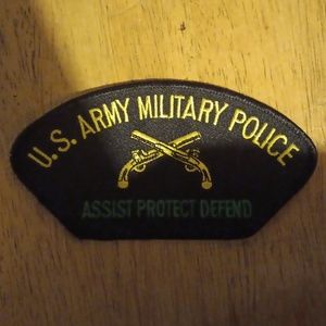 A United States Army military police hat patch that is sew on